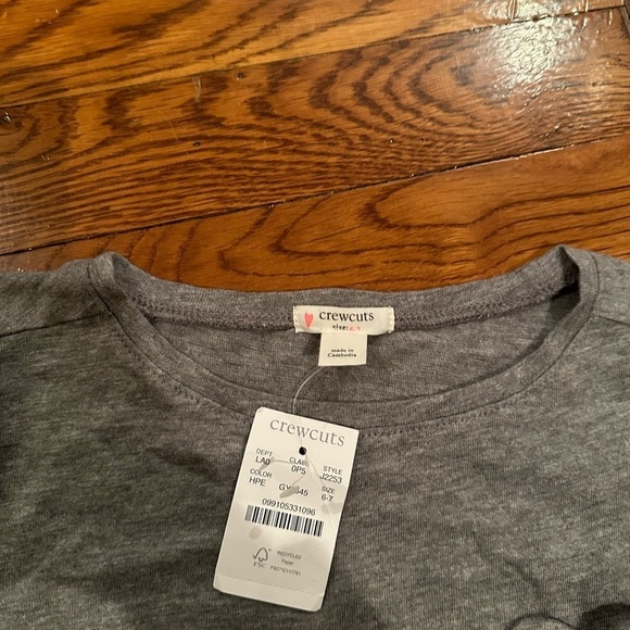 NWT Crewcuts Girls Grey Tee Shirt Size 6-7 - Picture 6 of 8